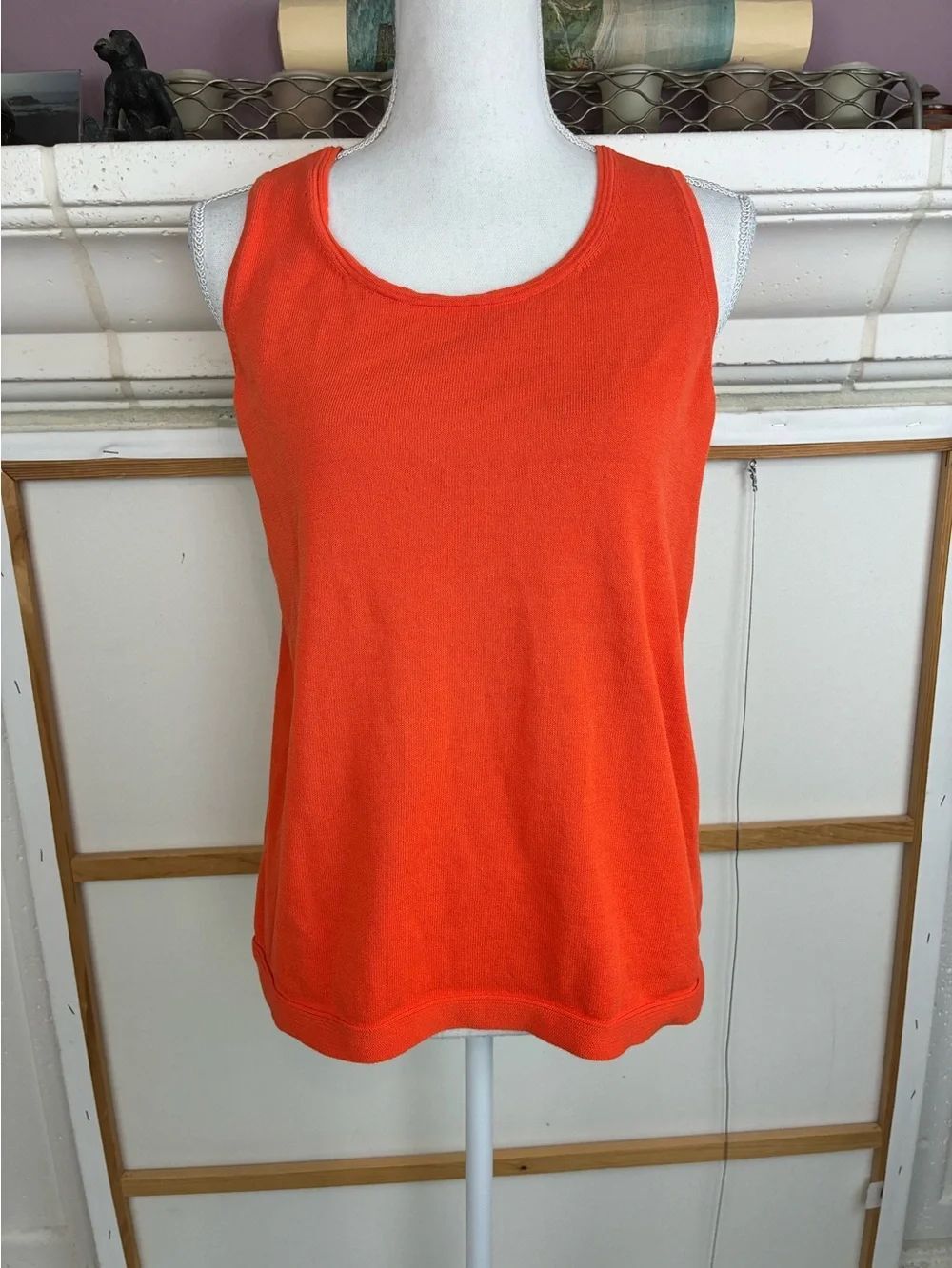 Chico's Bright Orange Textured Scoop Neck Tank
